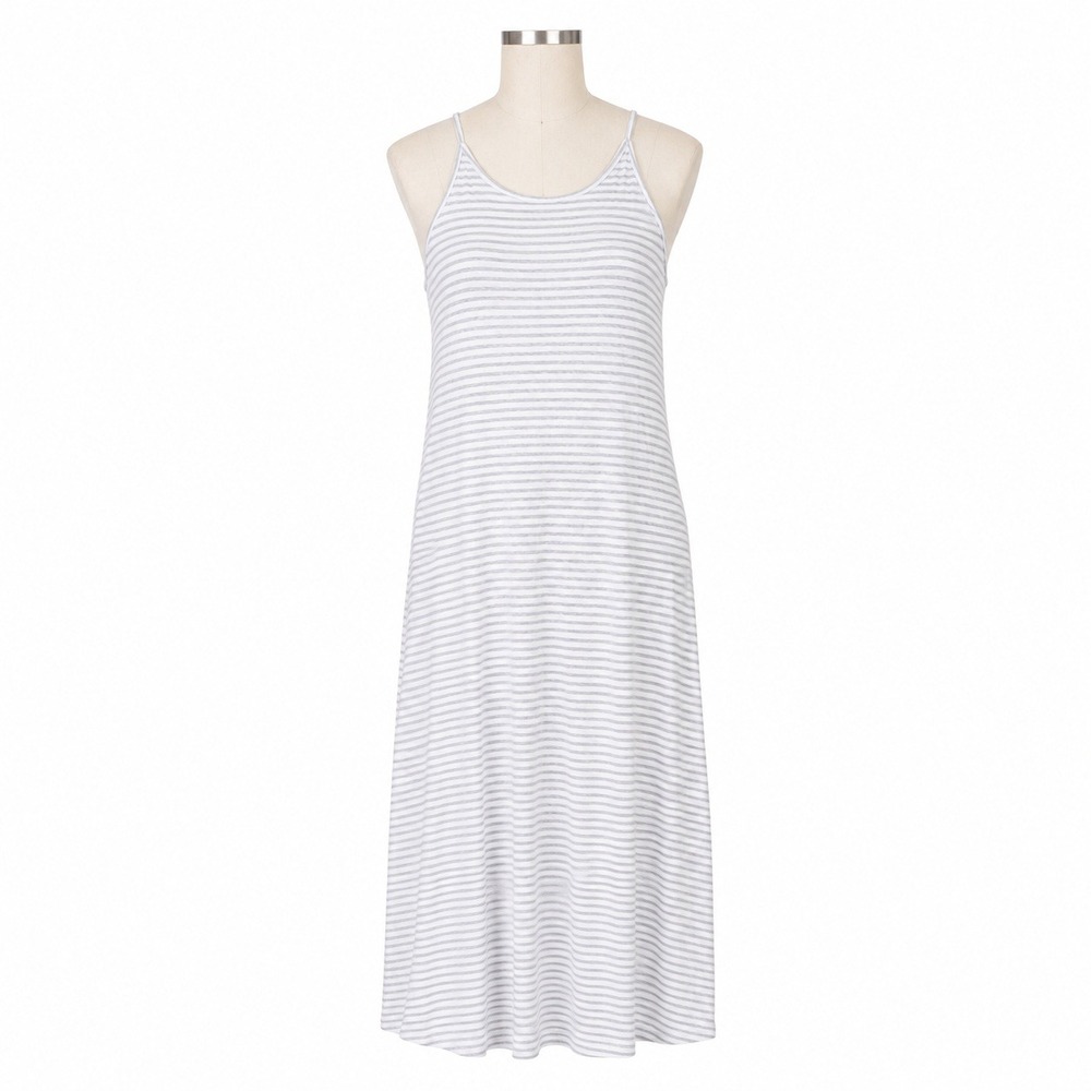 GapBody Sleep Dress Women Small Gray White‎ Striped Racerback Modal Cotton Blend